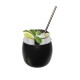Copo para Drink 650ml com Canudo em Inox – Preto Liso GAS-0072
