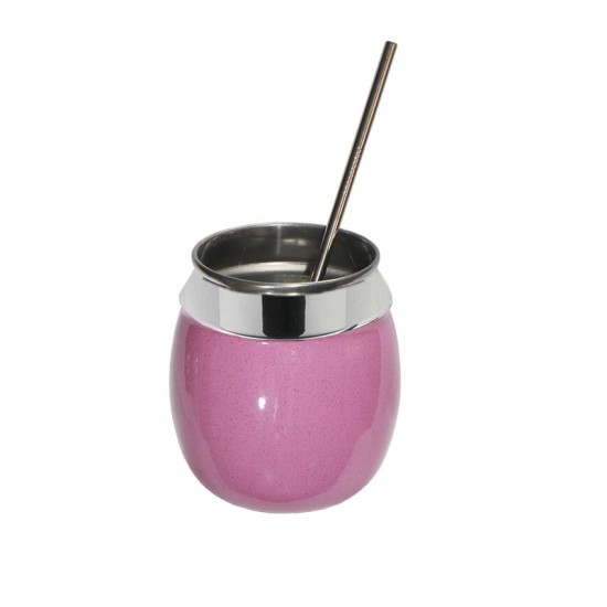 Copo para Drink 650ml com Canudo em Inox – Rosa Pigmentado GAS-0073