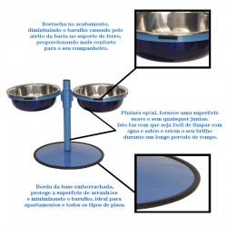 Comedouro Metal Duplo Pequeno com Altura Regulável Azul Pigmentado GAS-1005