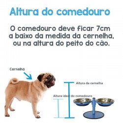 Comedouro Metal Duplo Pequeno com Altura Regulável Preto Pigmentado GAS-1010