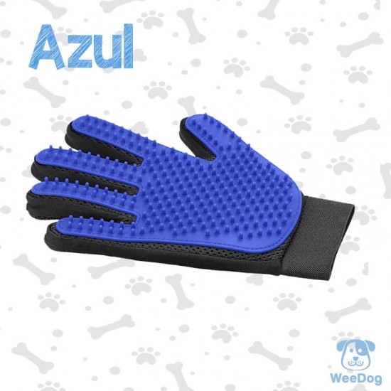 Luva Escova Mágica Tira Pelos Dos Pets Cães E Gatos Azul Direita GAS-1055