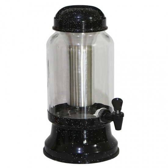 Suqueira Barrica Vidro 3.2 litros com Porta Gelo Preto Pigmentado GAS-1204