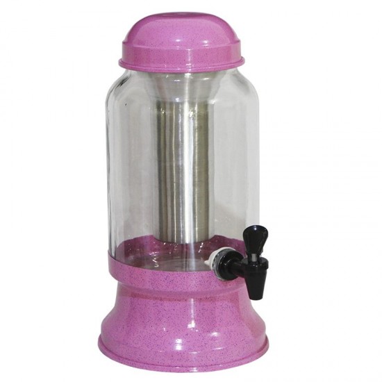 Suqueira Barrica Vidro 3.2 litros com Porta Gelo Rosa Pigmentado GAS-1205