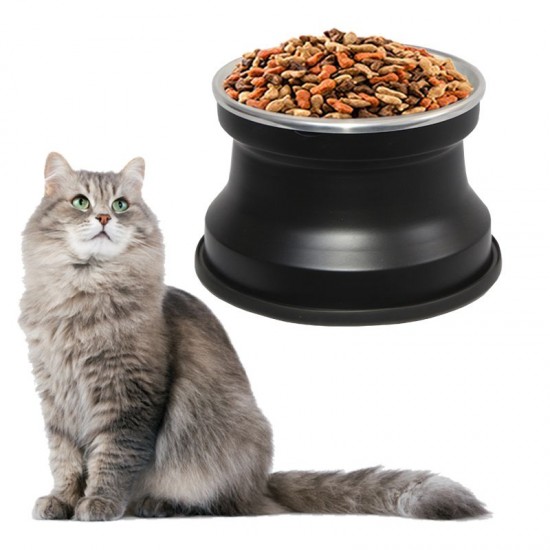 Comedouro Alumínio Gatos Medio 400ml Preto Liso GAS-1668