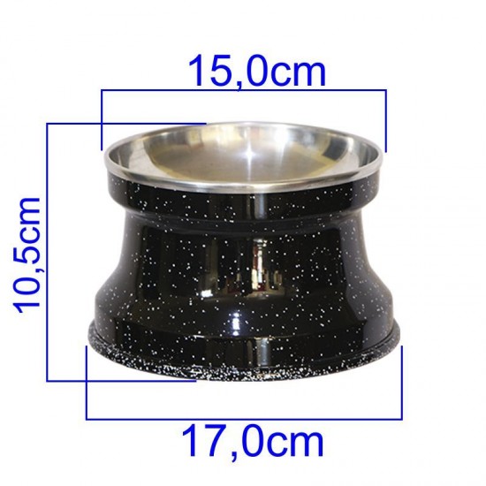 Comedouro Alumínio Gatos Medio 400ml Preto Liso GAS-1668