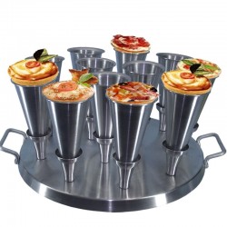 Forma Redonda Aluminio Para Pizza Cone 12cm com 12cones e Faca