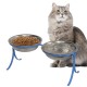 Comedouro Alto para Gatos em Inox Duplo Azul GAS-1795