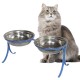 Comedouro Alto para Gatos em Inox Duplo Azul GAS-1795