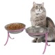 Comedouro Alto para Gatos em Inox Duplo Rosa GAS-1858