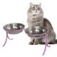 Comedouro Alto para Gatos em Inox Duplo Rosa GAS-1858
