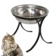 Comedouro Alto para Gatos em Inox Simples 580ml Preto GAS-1894