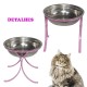 Comedouro Alto para Gatos em Inox Simples 580ml Rosa GAS-1895
