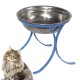Comedouro Alto para Gatos em Inox Simples 580ml Azul GAS-1896